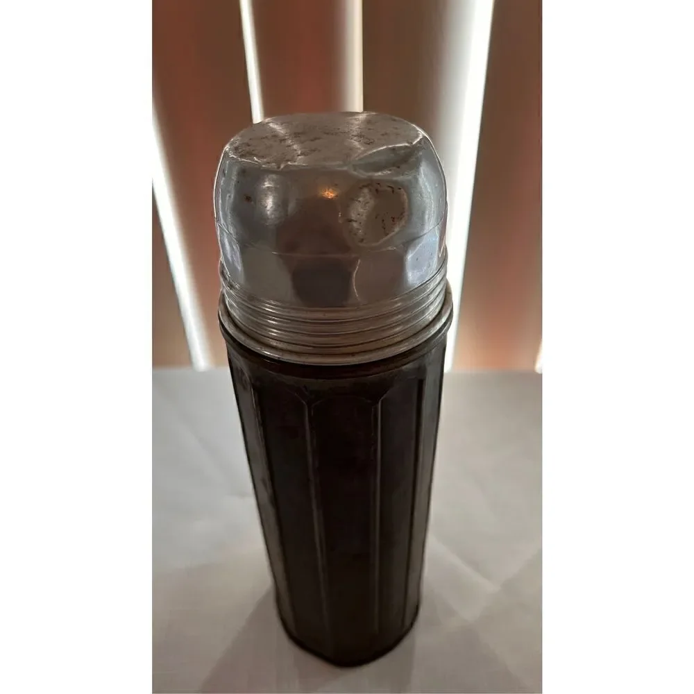 VINTAGE ALADDIN STEEL 1 PINT BOTTLE THERMOS AND CORK